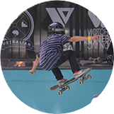 Young skater in mid-air